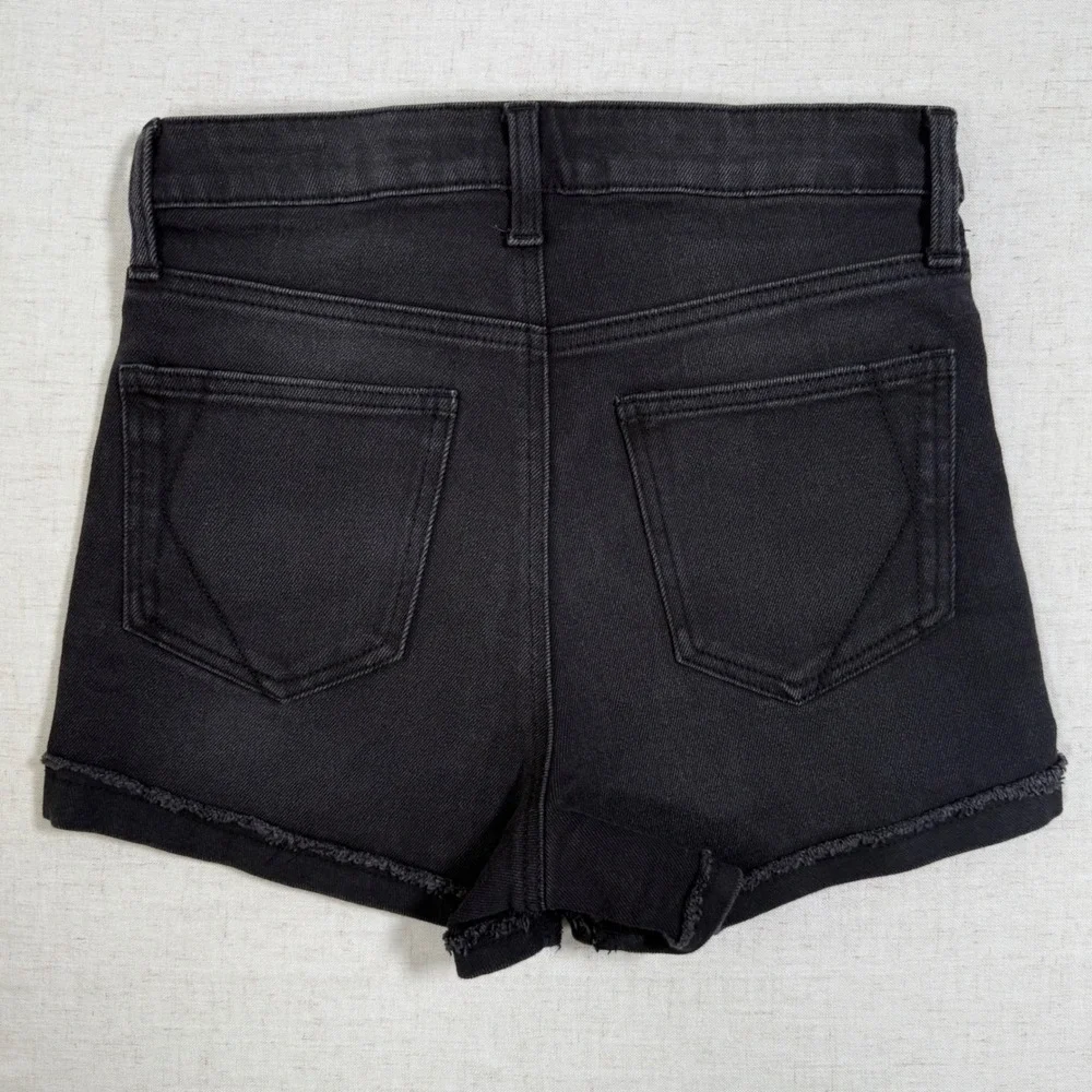 Kendall + Kylie The Drifter High Rise Black Denim Shorts Frayed Hem Size 5 27